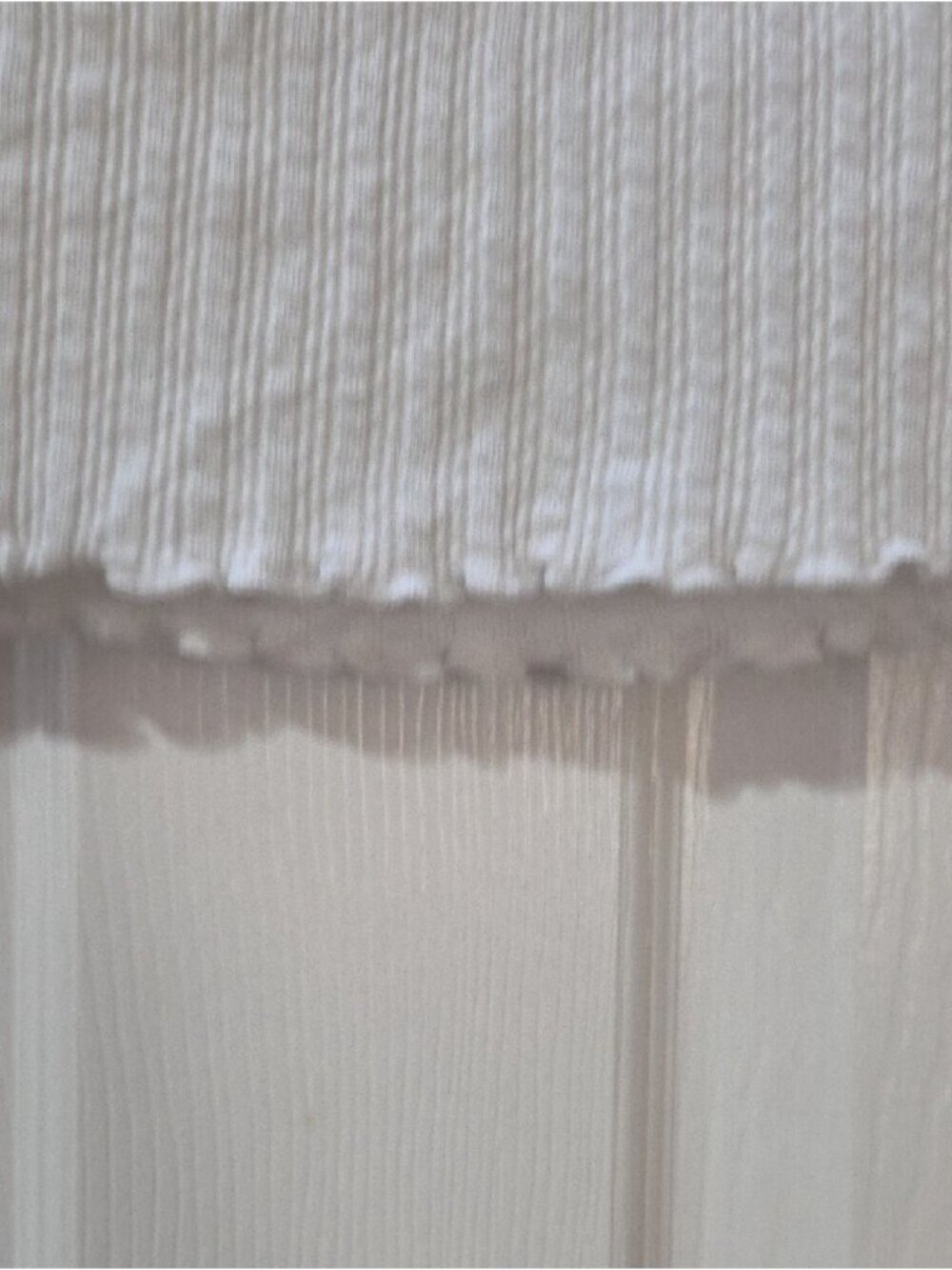 White Ribbed Henley Lettuce-Edge Crop Top - Picture 3 of 5